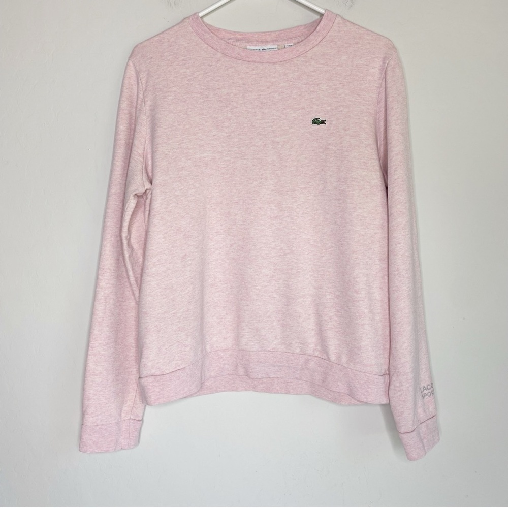 Lacoste Sport Crew Neck Cotton Sweater Heathered Pink Size 44 Large